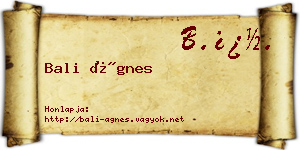 Bali Ágnes névjegykártya